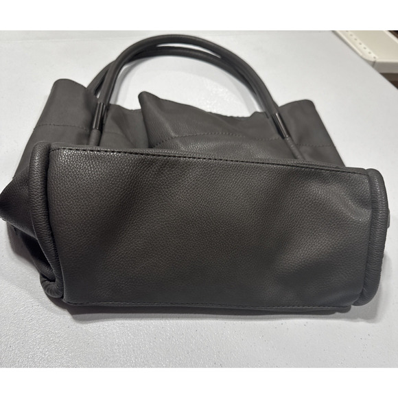 NEIMAN MARCUS Tote Bag Dark Gray Faux Pebbled Vegan Leather Shoulder Purse Large - Picture 4 of 12